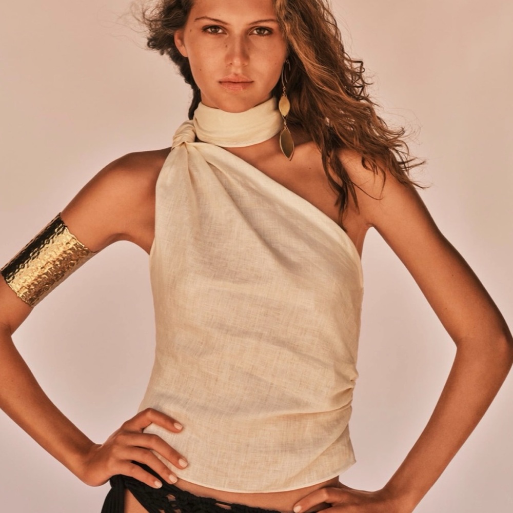 Zara Cream One-Shoulder Top - Picture 2 of 10
